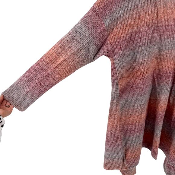 American Eagle Cardigan Sweater Size M Pink Ombre Space Dye Oversized Soft Knit - Picture 6 of 7